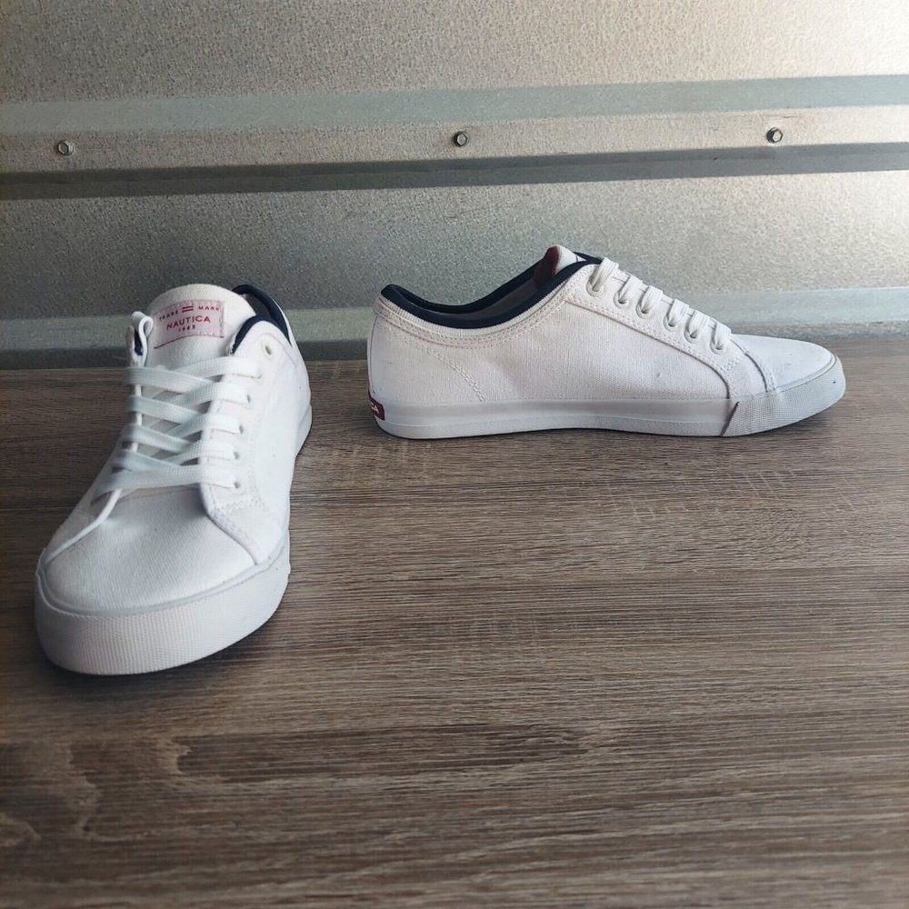 Nautica Men's Shoes Trade Mark 1983 Hull 2 White Oxford Canvas US Size 9.5